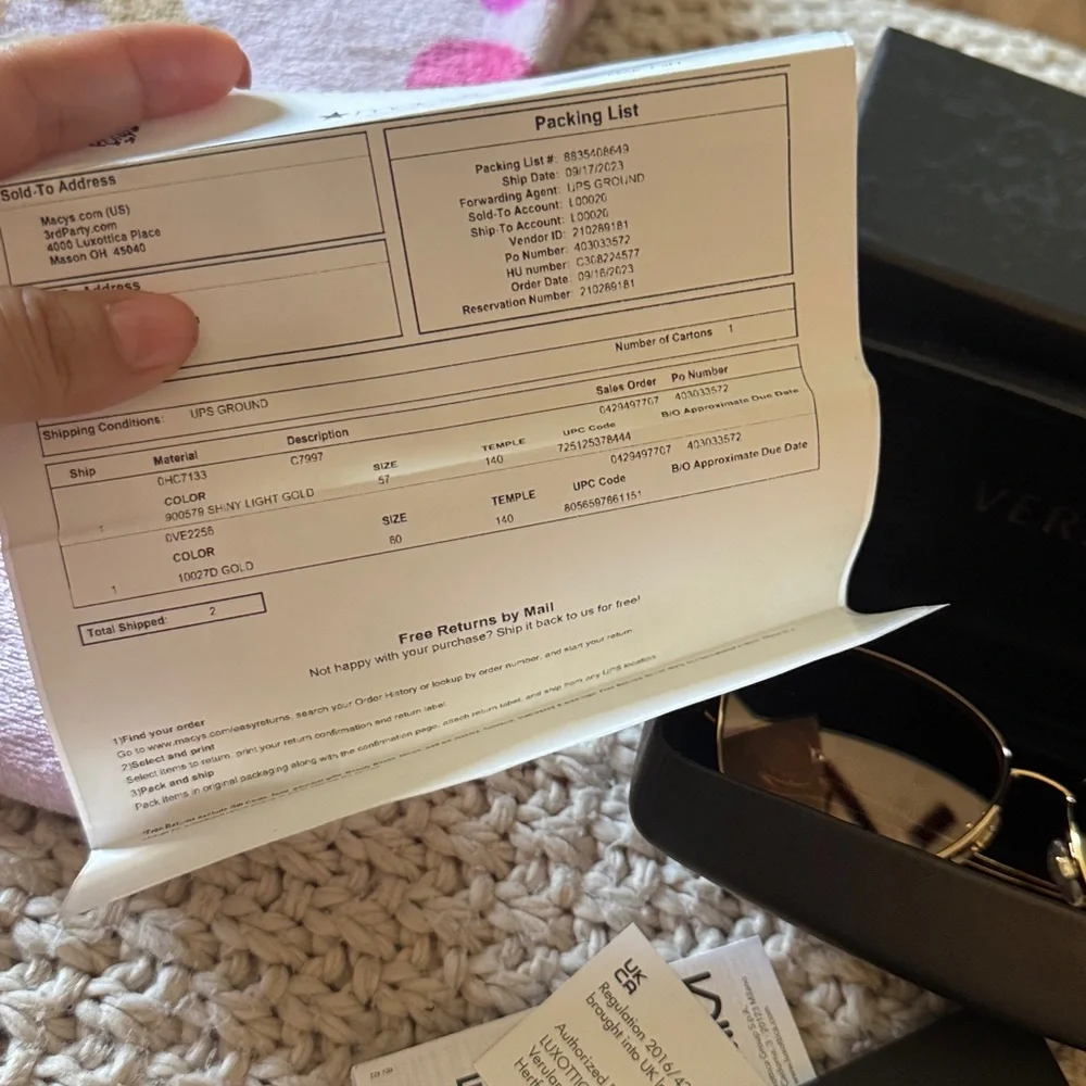 Versace Gold Metal Frame Sunglasses with Brown Lenses